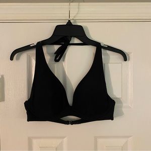 Old Navy Black Halter Bikini Top Wire Cup Triangle Small Swim Suit Top Solid